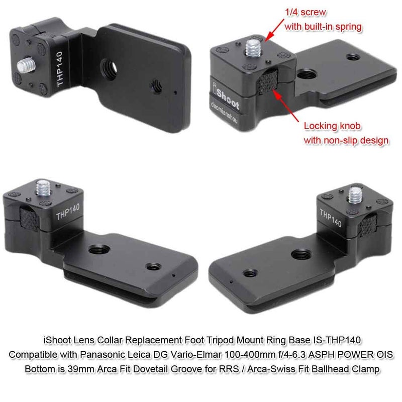 iShoot Lens Collar Replacement Foot Tripod Mount Ring Base Compatible with Panasonic Leica DG Vario-Elmar 100-400mm f/4-6.3 ASPH Power OIS, Lens Support Holder with Arca Fit Dovetail - Image 2